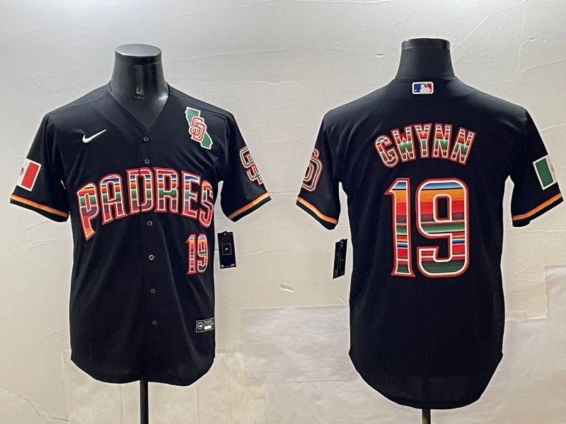 Men San Diego Padres #19 Gwynn Black Fashion Game 2025 Nike MLB Jersey style 2